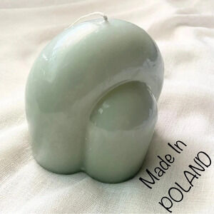 NEW FEM POLAND Pillar Candle Unique shape Sage green